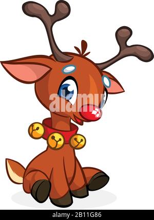 Weihnachtsrentier mit Sprechblase. Vektorgrafiken auf verschneiten Hintergrund Stock Vektor