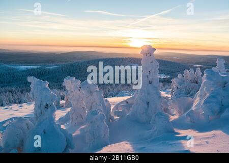 Winterlandschaft am Brocken im Nationalpark Harz, Sachsen-Anhalt, Deutschland Stockfoto