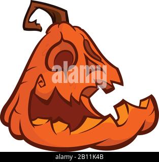 Cartoon-Bild von Jack O' Lantern mit orangefarbenem Kürbis-Hintergrund. Halloween. Vektorgrafiken. Stock Vektor