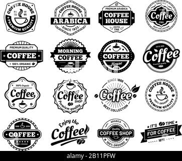 Kaffee-Abzeichen. Aufkleber mit dem Logo des Cafés. Restaurantlogotyp. Vektor des Vintage-Logotyps isoliert Stock Vektor