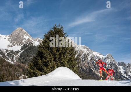 Antholz (BZ), Italien, 22. Februar 2020, chu yuanmeg (chn) im Rahmen des IBU-Weltcups Biathlon 2020 im Einsatz - Damen Staffel 4x6 Km - Biathlon - Credit: LPS/Marco Todaro/Alamy Live News Stockfoto