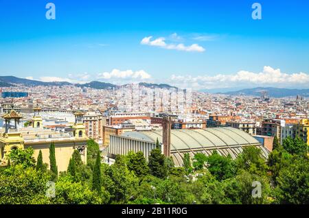 Malerische Landschaft des Stadtpanoramas von Barcelona Stockfoto