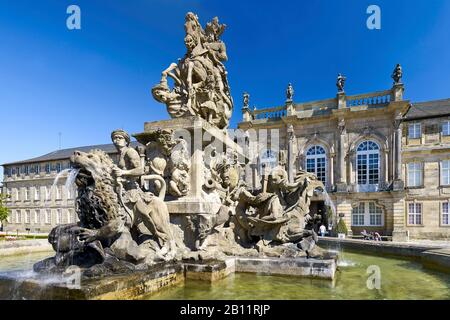 Markgrafen-Brunnen vor dem neuen Schloss in Bayreuth, Oberfranken, Bayern, Deutschland Stockfoto