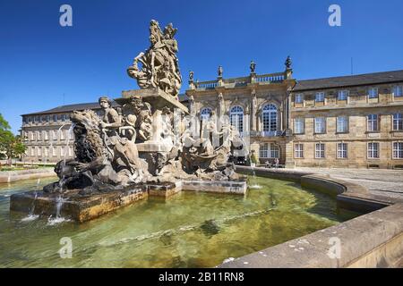 Markgrafen-Brunnen vor dem neuen Schloss in Bayreuth, Oberfranken, Bayern, Deutschland Stockfoto