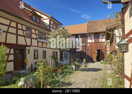 Fachwerkhof in Nordheim vor der Rhön, Rhön-Grabfeld, Unterfranken, Bayern, Deutschland Stockfoto