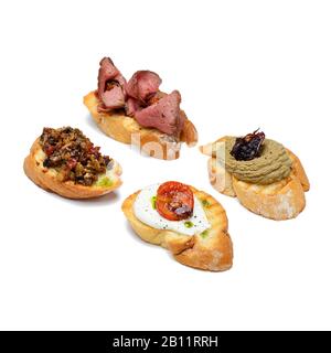 Verschiedene Sandwiches auf weißem Hintergrund Stockfoto