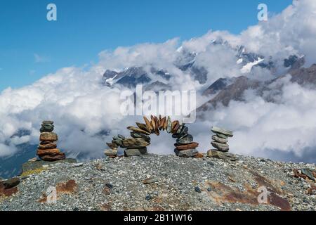 Wegweiser am Matterhorn, Zermatt, Schweiz Stockfoto