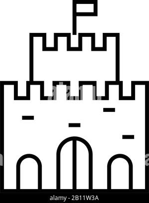 Schlosszeilensymbol, Konzeptzeichen, Konturvektorabbildung, lineares Symbol. Stock Vektor