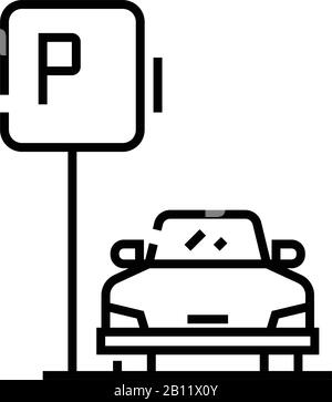 Carparking Line Icon, Concept Sign, Outline Vector Illustration, Linear Symbol. Stock Vektor