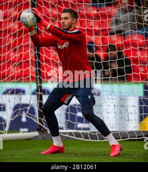 Stoke on Trent, Mitarbeiter, Großbritannien. Februar 2020. English Championship Football, Stoke City gegen Cardiff; Torhüter Jack Butland von Stoke City während der Aufwärmphase Credit: Action Plus Sports Images/Alamy Live News Stockfoto