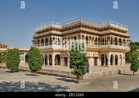 Mubarak Mahal, Stadtpalast, Jaipur, Rajasthan, Indien Stockfoto