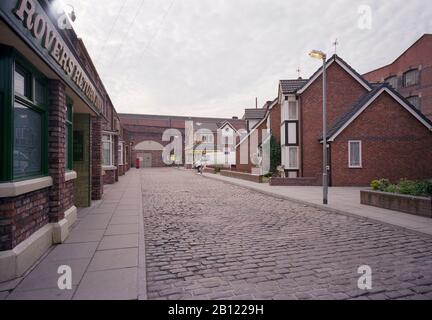 Coronation Street, Granada TV Studios manchester, Nord-West England, im Jahr 1993 Stockfoto