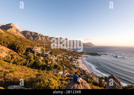 Sonnenuntergang, Clifton Beach, Bantry Bay, Kapstadt, Western Cape, Südafrika, Afrika Stockfoto