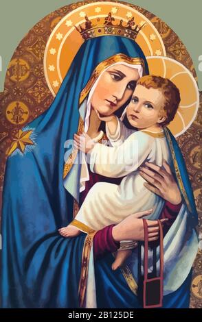 Maria nazareth orthodoxen Kirchenbaby jesus theotokos heilige Illustration segne Stockfoto