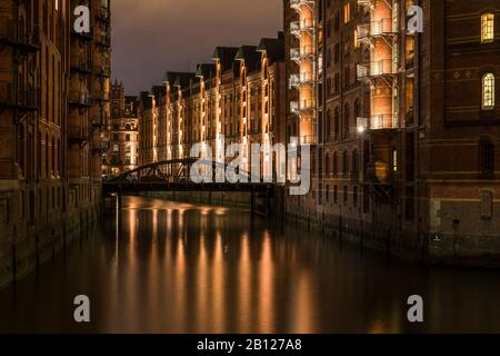 Wandrahmsfleet in der Speicherstadt, Hamburg Stockfoto