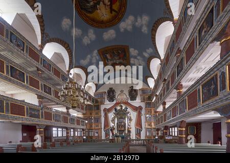 Helmershausen Dorf, Kirche, Dom der Rhön, Thüringen, Deutschland Stockfoto