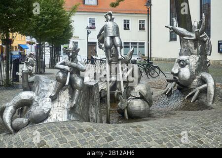 Die sagenhaften Brunnen in Lübbenau, Spreewald, Brandenburg, Deutschland Stockfoto