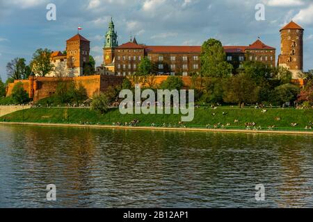 Schloss Wawel an der Weichsel und Krakau, Polen Stockfoto