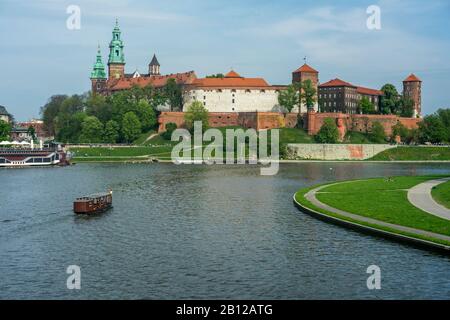 Schloss Wawel an der Weichsel und Krakau, Polen Stockfoto