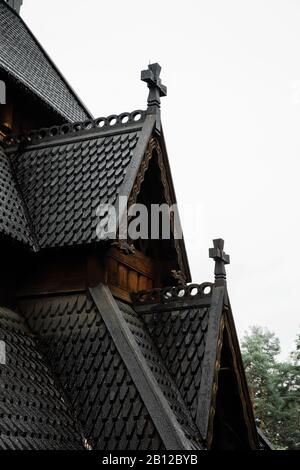 Stabkirche Gol im Norwegischen Museum für Kulturgeschichte, Oslo, Norwegen Stockfoto