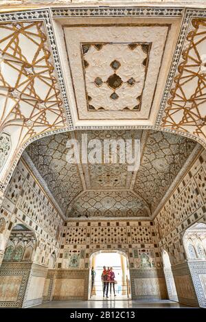 Innenschuss von Amer Fort, Jaipur, Rajasthan, Indien
