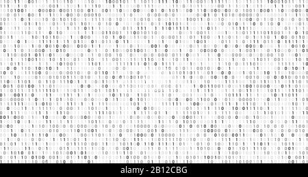 Binärer Matrixcode. Computerdatenstrom, digitale Sicherheitscodes und Informationen zur Graukodierung abstrakter Vektorhintergrund Stock Vektor