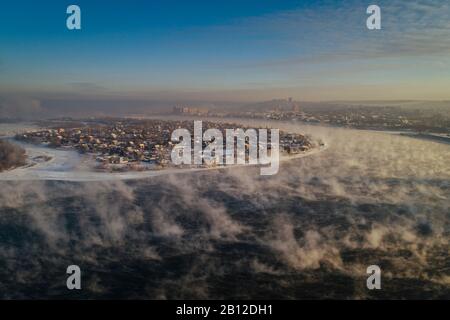 Angara in Irkutsk im Winter, Russland Stockfoto