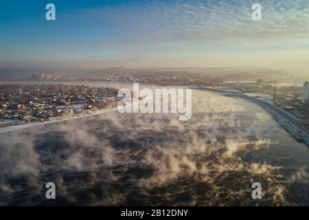 Angara in Irkutsk im Winter, Russland Stockfoto