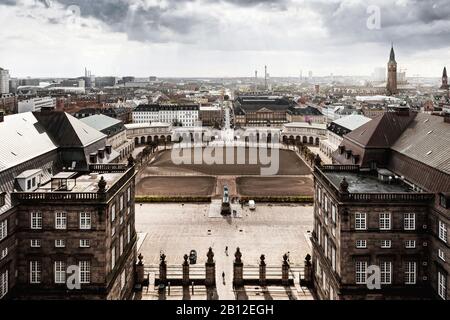 Blick von Schloss Christiansborg, dänischen Parlaments, Slotsholmen, Kopenhagen, Dänemark Stockfoto