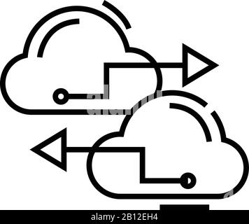 Liniensymbol für Cloud-Konfigurationen, Konzeptzeichen, Konturvektorabbildung, lineares Symbol. Stock Vektor