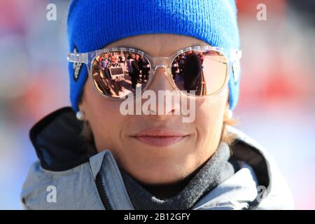 Antholz, Italien. Februar 2020. - IBU-Biathlon-Weltmeisterschaften 2020 - Antholz - Antholz - Anthselva - Italien am 22/02/2020, Frauen Staffel 4 x 6 km, Magdalena Neuner aus Deutschland im Einsatz. (Pierre Teyssot/Espa-Images) Credit: European Sports Photographic Agency/Alamy Live News Stockfoto