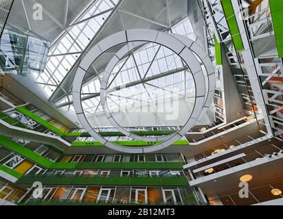 Innenbereich, Eingangsbereich, UNILEVER Deutsche Zentrale, Bürokomplex, das beste Bürogebäude der Welt im Jahr 2009, Grasbrook, HafenCity Hafenstadt, Bezirk Mitte, Hamburg, Deutschland, Europa Stockfoto