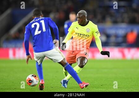 Leicester, Großbritannien. Februar 2020. Benjamin Mendy (22) von Manchester City während des Premier-League-Spiels zwischen Leicester City und Manchester City im King Power Stadium, Leicester am Samstag, 22. Februar 2020. (Kredit: Jon Hobley / MI News) Foto darf nur für redaktionelle Zwecke in Zeitungen und/oder Zeitschriften verwendet werden, Lizenz für kommerzielle Nutzung erforderlich Credit: MI News & Sport /Alamy Live News Credit: MI News & Sport /Alamy Live News Stockfoto