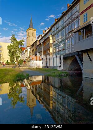 Kraemerbrücke und St.-Ägidien-Kirche, Erfurt, Thüringen, Deutschland Stockfoto