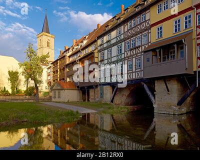 Kraemerbrücke und St.-Ägidien-Kirche, Erfurt, Thüringen, Deutschland Stockfoto