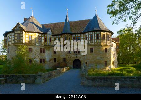 Wasserschloss Irmelshausen, Rhön-Grabfeld, Unterfranken, Bayern, Deutschland Stockfoto