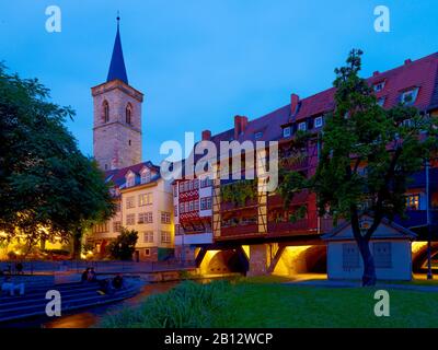 Kraemerbrücke und St.-Ägidien-Kirche, Erfurt, Thüringen, Deutschland Stockfoto