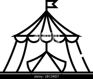Zirkuszeilensymbol, Konzeptzeichen, Konturvektorabbildung, lineares Symbol. Stock Vektor