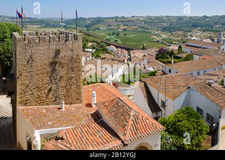 Blick über Óbidos, Portugal, Europa Stockfoto