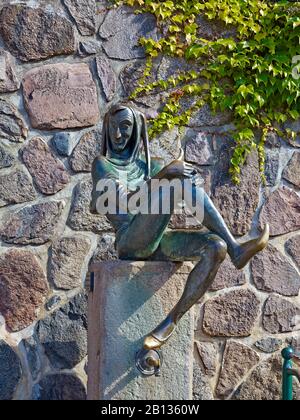 Eulenspiegelbrunnen auf dem Markt in Mölln, Kreis Herzogtum Lauenburg, Schleswig-Holstein, Deutschland Stockfoto