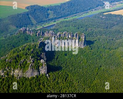 Schrammsteine in Bad Schandau, Schweiz-Ost-Erzgebirge, Sachsen, Deutschland Stockfoto