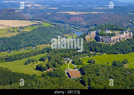 Lilienstein und Festung Königstein, Sachsen, Deutschland Stockfoto
