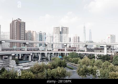 Nanpu Bridge, Nanshi, Shanghai, China Stockfoto