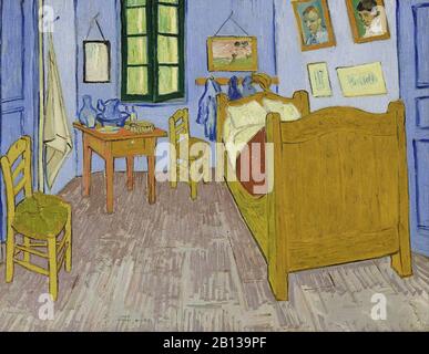 Van Goghs Schlafzimmer in Arles (Das Schlafzimmer), dritte (3.) Version, Ende September 1889 Vincent van Gogh Malerei - Sehr hohe Auflösung und hochwertige Bilder Stockfoto