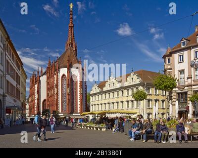 Oberer Marktplatz mit Marienkapelle und Falkenhaus, Würzburg, Unterfranken, Bayern, Deutschland, Europa Stockfoto