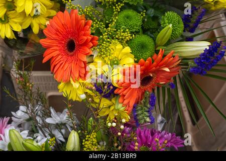 Blumenstrauß zum Verkauf am Wells Market Square Stockfoto