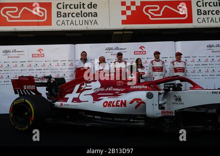 Teanm Alfa Romeo sauber präsentierte den neuen Wagen 2020 C39 #07 Kimi Räikkönen, 99 Antonio Giovinazzi Robert Kubica; Tatiana Calderon; Frederic Vasseur; A. Stockfoto