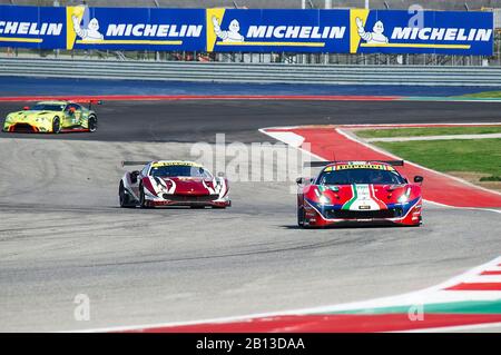 Austin, Texas, USA. Februar 2020. AF CORSE James Calado & Alessandro Pier Guidi mit LMGTE Pro #51 mit dem Ferrari 488 GTE EVO bei Practice 1-FIA WEC Lone Star Le Mans, Circuit of The Americas in Austin, Texas. Mario Cantu/CSM/Alamy Live News Stockfoto