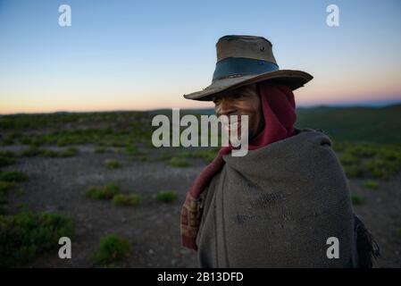 Basotho Shepherd, Lesotho, Afrika Stockfoto