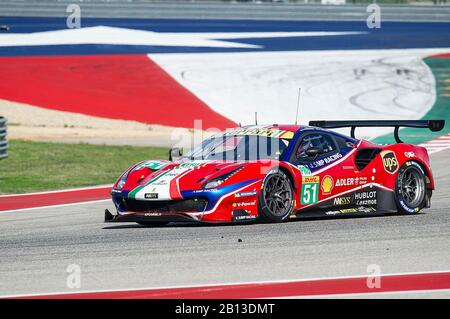 Austin, Texas, USA. Februar 2020. AF CORSE James Calado & Alessandro Pier Guidi mit LMGTE Pro #51 mit dem Ferrari 488 GTE EVO bei Practice 1-FIA WEC Lone Star Le Mans, Circuit of The Americas in Austin, Texas. Mario Cantu/CSM/Alamy Live News Stockfoto